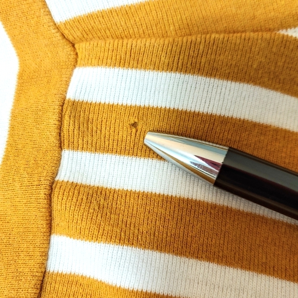 CJ Banks horizontal strip, long sleeved tee. Gold/white 1X - Picture 13 of 13